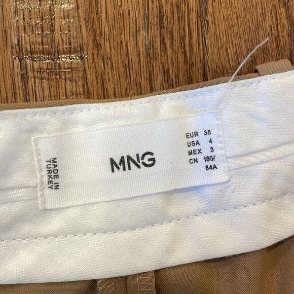 Mango high rise tan tapered straight leg trouser pants 4 - Picture 6 of 13